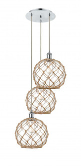 Farmhouse Rope - 3 Light - 17 inch - Polished Chrome - Cord Hung - Multi Pendant (3442|113B-3P-PC-G122-10RB)