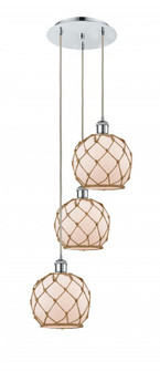 Farmhouse Rope - 3 Light - 15 inch - Polished Chrome - Cord Hung - Multi Pendant (3442|113B-3P-PC-G121-8RB)