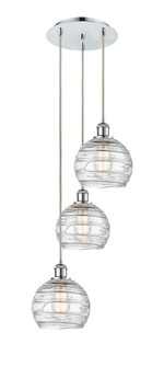 Athens Deco Swirl - 3 Light - 15 inch - Polished Chrome - Cord Hung - Multi Pendant (3442|113B-3P-PC-G1213-8CL)