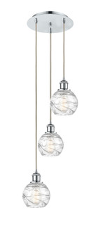 Athens Deco Swirl - 3 Light - 12 inch - Polished Chrome - Cord Hung - Multi Pendant (3442|113B-3P-PC-G1213-6CL)
