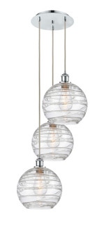 Athens Deco Swirl - 3 Light - 17 inch - Polished Chrome - Cord Hung - Multi Pendant (3442|113B-3P-PC-G1213-10CL)
