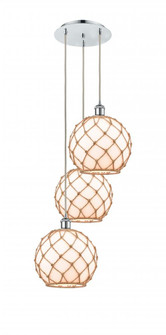 Farmhouse Rope - 3 Light - 17 inch - Polished Chrome - Cord Hung - Multi Pendant (3442|113B-3P-PC-G121-10RB)