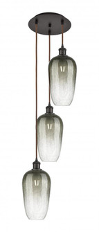 Brookhaven Flute - 3 Light - 14 inch - Oil Rubbed Bronze - Cord Hung - Multi Pendant (3442|113B-3P-OB-G484-7SL)