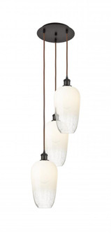 Brookhaven Flute - 3 Light - 14 inch - Oil Rubbed Bronze - Cord Hung - Multi Pendant (3442|113B-3P-OB-G484-7OP)