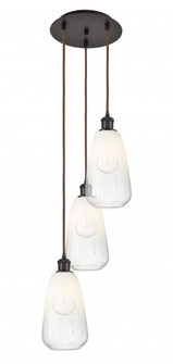 Brookhaven Almond - 3 Light - 13 inch - Oil Rubbed Bronze - Cord Hung - Multi Pendant (3442|113B-3P-OB-G480-6OP)