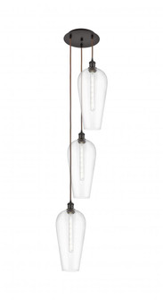 Chelsea - 3 Light - 15 inch - Oil Rubbed Bronze - Cord Hung - Multi Pendant (3442|113B-3P-OB-G456-8CL)