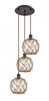Farmhouse Rope - 3 Light - 15 inch - Oil Rubbed Bronze - Cord Hung - Multi Pendant (3442|113B-3P-OB-G122-8RB)