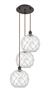Farmhouse Rope - 3 Light - 17 inch - Oil Rubbed Bronze - Cord Hung - Multi Pendant (3442|113B-3P-OB-G122-10RW)