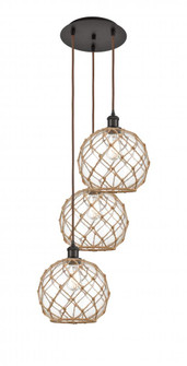 Farmhouse Rope - 3 Light - 17 inch - Oil Rubbed Bronze - Cord Hung - Multi Pendant (3442|113B-3P-OB-G122-10RB)