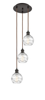 Athens Deco Swirl - 3 Light - 12 inch - Oil Rubbed Bronze - Cord Hung - Multi Pendant (3442|113B-3P-OB-G1213-6CL)