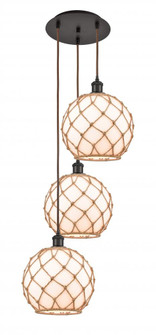 Farmhouse Rope - 3 Light - 17 inch - Oil Rubbed Bronze - Cord Hung - Multi Pendant (3442|113B-3P-OB-G121-10RB)