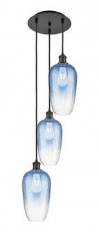 Brookhaven Flute - 3 Light - 14 inch - Matte Black - Cord Hung - Multi Pendant (3442|113B-3P-BK-G484-7SB)