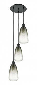 Brookhaven Almond - 3 Light - 13 inch - Matte Black - Cord Hung - Multi Pendant (3442|113B-3P-BK-G480-6SL)