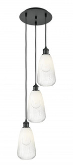 Brookhaven Almond - 3 Light - 13 inch - Matte Black - Cord Hung - Multi Pendant (3442|113B-3P-BK-G480-6OP)
