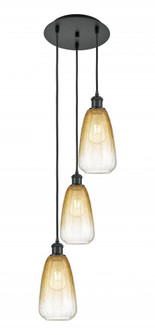 Brookhaven Almond - 3 Light - 13 inch - Matte Black - Cord Hung - Multi Pendant (3442|113B-3P-BK-G480-6AM)