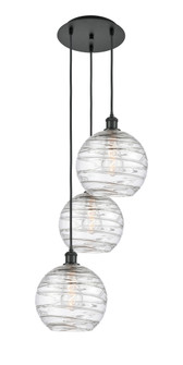 Athens Deco Swirl - 3 Light - 17 inch - Matte Black - Cord Hung - Multi Pendant (3442|113B-3P-BK-G1213-10CL)