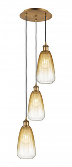 Brookhaven Almond - 3 Light - 13 inch - Brushed Brass - Cord Hung - Multi Pendant (3442|113B-3P-BB-G480-6AM)