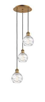 Athens Deco Swirl - 3 Light - 12 inch - Brushed Brass - Cord Hung - Multi Pendant (3442|113B-3P-BB-G1213-6CL)
