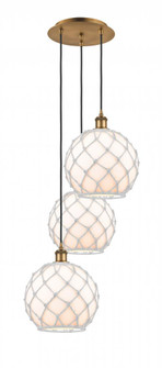 Farmhouse Rope - 3 Light - 17 inch - Brushed Brass - Cord Hung - Multi Pendant (3442|113B-3P-BB-G121-10RW)
