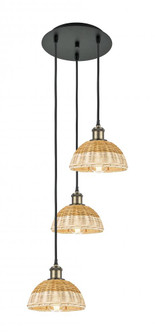 Bristol Natural II - 3 Light - 14 inch - Black Antique Brass - Cord Hung - Multi Pendant (3442|113B-3P-BAB-NBD2-75-NAT)
