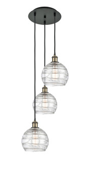 Athens Deco Swirl - 3 Light - 15 inch - Black Antique Brass - Cord Hung - Multi Pendant (3442|113B-3P-BAB-G1213-8CL)