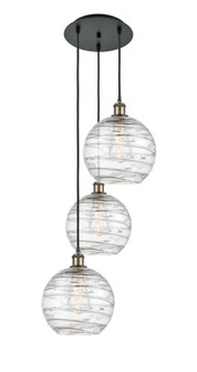 Athens Deco Swirl - 3 Light - 17 inch - Black Antique Brass - Cord Hung - Multi Pendant (3442|113B-3P-BAB-G1213-10CL)