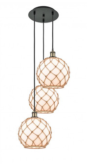 Farmhouse Rope - 3 Light - 17 inch - Black Antique Brass - Cord Hung - Multi Pendant (3442|113B-3P-BAB-G121-10RB)