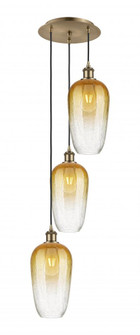 Brookhaven Flute - 3 Light - 14 inch - Antique Brass - Cord Hung - Multi Pendant (3442|113B-3P-AB-G484-7AM)