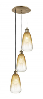 Brookhaven Almond - 3 Light - 13 inch - Antique Brass - Cord Hung - Multi Pendant (3442|113B-3P-AB-G480-6AM)
