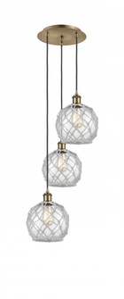 Farmhouse Rope - 3 Light - 15 inch - Antique Brass - Cord Hung - Multi Pendant (3442|113B-3P-AB-G122-8RW)
