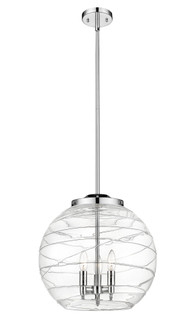 Athens Deco Swirl - 3 Light - 16 inch - Polished Chrome - Stem hung - Pendant (3442|221-3S-PC-G1213-16CL)