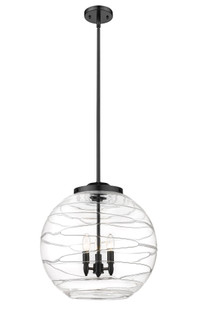 Athens Deco Swirl - 3 Light - 18 inch - Matte Black - Stem hung - Pendant (3442|221-3S-BK-G1213-18CL)