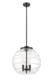 Athens Deco Swirl - 3 Light - 16 inch - Matte Black - Stem hung - Pendant (3442|221-3S-BK-G1213-16CL)