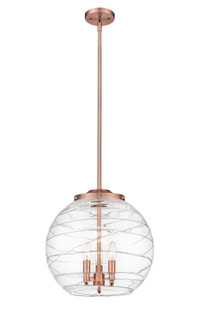 Athens Deco Swirl - 3 Light - 16 inch - Antique Copper - Stem hung - Pendant (3442|221-3S-AC-G1213-16CL)