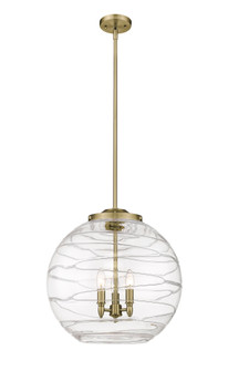 Athens Deco Swirl - 3 Light - 18 inch - Antique Brass - Stem hung - Pendant (3442|221-3S-AB-G1213-18CL)