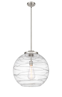 Athens Deco Swirl - 1 Light - 18 inch - Brushed Satin Nickel - Stem Hung - Pendant (3442|221-1S-SN-G1213-18CL)