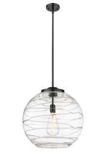 Athens Deco Swirl - 1 Light - 18 inch - Matte Black - Stem Hung - Pendant (3442|221-1S-BK-G1213-18CL)