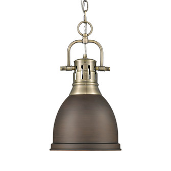 Yep by Golden Lighting Duncan 1-light 9in Chain Hung Pendant in Aged Brass and Rubbed Bronze shade (36|3602-S AB-RBZ)