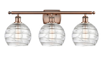 Athens Deco Swirl - 3 Light - 28 inch - Antique Copper - Bath Vanity Light (3442|516-3W-AC-G1213-8CL)