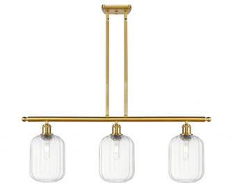 Preston Cylinder - 3 Light - 36 inch - Satin Gold - Stem Hung - Island Light (3442|516-3I-SG-G460-7CL)