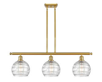 Athens Deco Swirl - 3 Light - 36 inch - Satin Gold - Stem Hung - Island Light (3442|516-3I-SG-G1213-8CL)