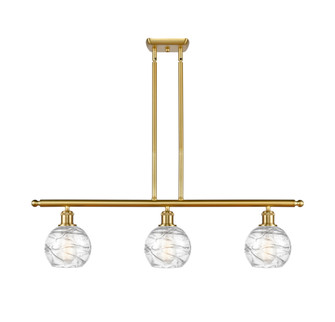 Athens Deco Swirl - 3 Light - 36 inch - Satin Gold - Stem Hung - Island Light (3442|516-3I-SG-G1213-6CL)