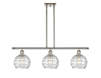 Athens Deco Swirl - 3 Light - 36 inch - Polished Nickel - Stem Hung - Island Light (3442|516-3I-PN-G1213-8CL)