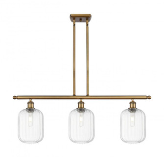 Preston Cylinder - 3 Light - 36 inch - Brushed Brass - Stem Hung - Island Light (3442|516-3I-BB-G460-7CL)