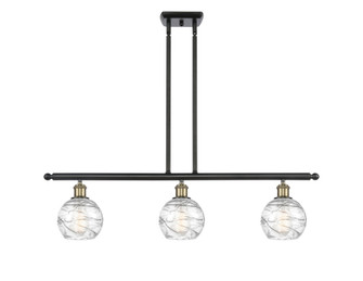 Athens Deco Swirl - 3 Light - 36 inch - Black Antique Brass - Stem Hung - Island Light (3442|516-3I-BAB-G1213-6CL)
