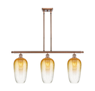 Brookhaven Flute - 3 Light - 36 inch - Antique Copper - Stem Hung - Island Light (3442|516-3I-AC-G484-7AM)