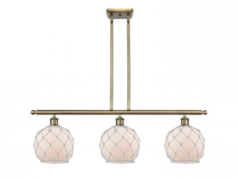 Farmhouse Rope - 3 Light - 36 inch - Antique Brass - Stem Hung - Island Light (3442|516-3I-AB-G121-8RW)