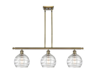 Athens Deco Swirl - 3 Light - 36 inch - Antique Brass - Stem Hung - Island Light (3442|516-3I-AB-G1213-8CL)
