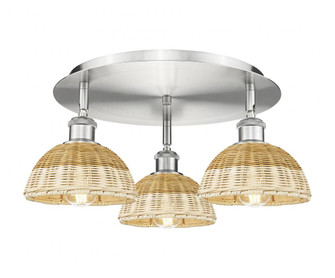Bristol Natural II - 3 Light - 19 inch - Satin Nickel - Semi-Flush Mount (3442|516-3C-SN-NBD2-75-NAT)