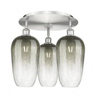 Brookhaven Flute - 3 Light - 19 inch - Satin Nickel - Semi-Flush Mount (3442|516-3C-SN-G484-7SL)